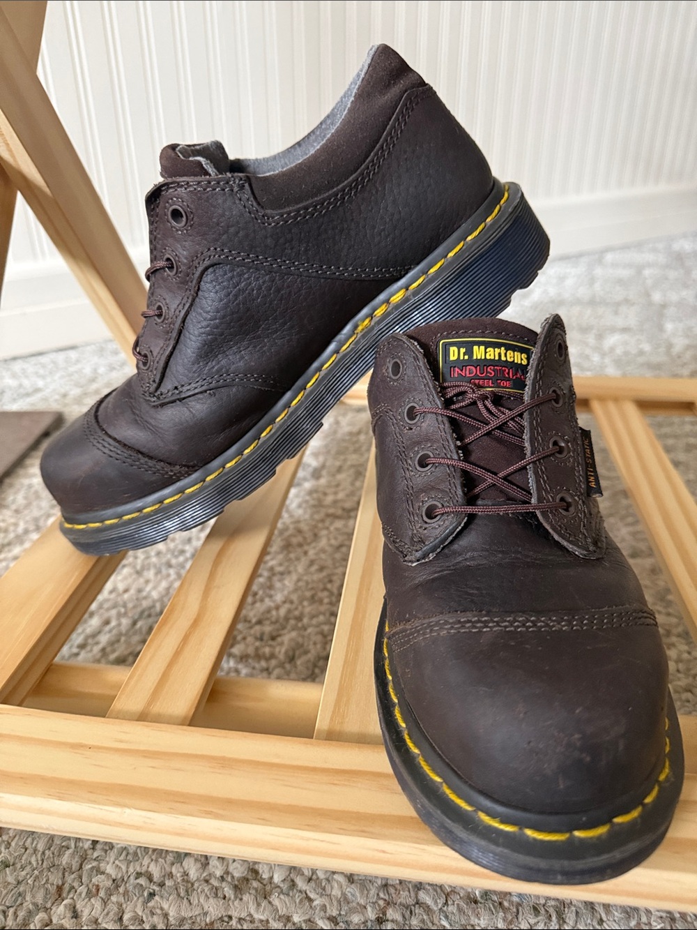 Dr. Martens Brown Industrial Steel safety toe Oxfords Docs EU 38 US 6M 7L UK 5